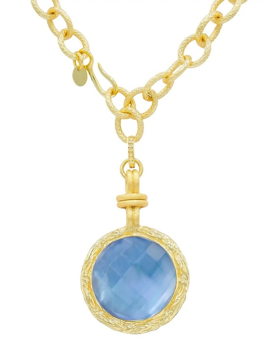 marcia moran Jewelry - Textured Gold Necklace with Faceted Tanzanite Gem Pendant - Women Jewelry
